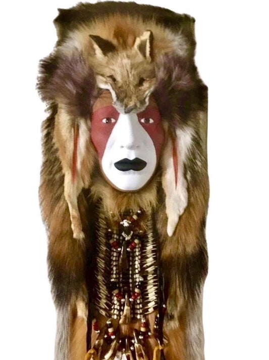 Camanche Warrior Tribal Face Mask 4ft,  Native American Art Made By La Ne Ayo