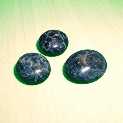 Blue Apatite Palm Stone – 1.3" Polished Crystal for Inspiration & Clarity