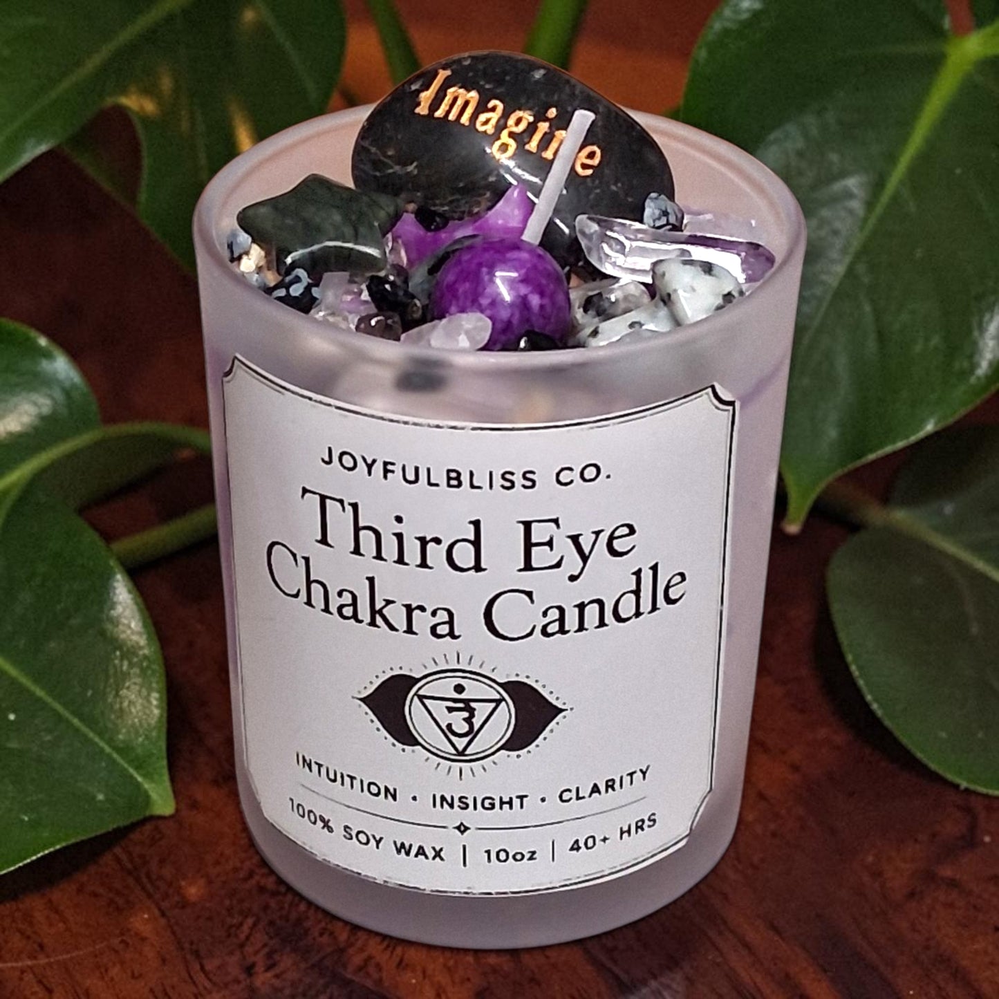 Third Eye Chakra Candle | Intuition & Clarity Crystal Soy Wax Candle | Spiritual Meditation Candle | Purple Chakra Healing Candle | JoyfulBliss Co.