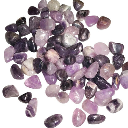 5 Chevron Amethyst Tumbled Stones – Intuition, Calm, Healing + Gift Bag