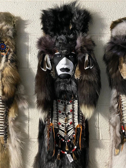 Blackfeet Warrior Tribal Face Mask, Native American Art 4ft Made By La Ne Ayo