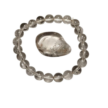 Clear Quartz Crystal Healing Bracelet & Tumbled Stone Set  Energy Amplifier + Clarity Boost