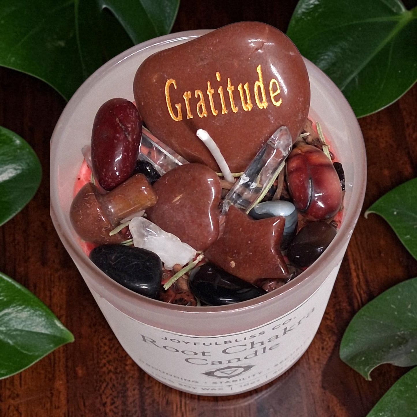 Root Chakra Candle – Grounding Crystal Infused Soy Wax Candle | Stability, Security & Protection Ritual Candle | Chakra Healing Candle | JoyfulBliss Co.
