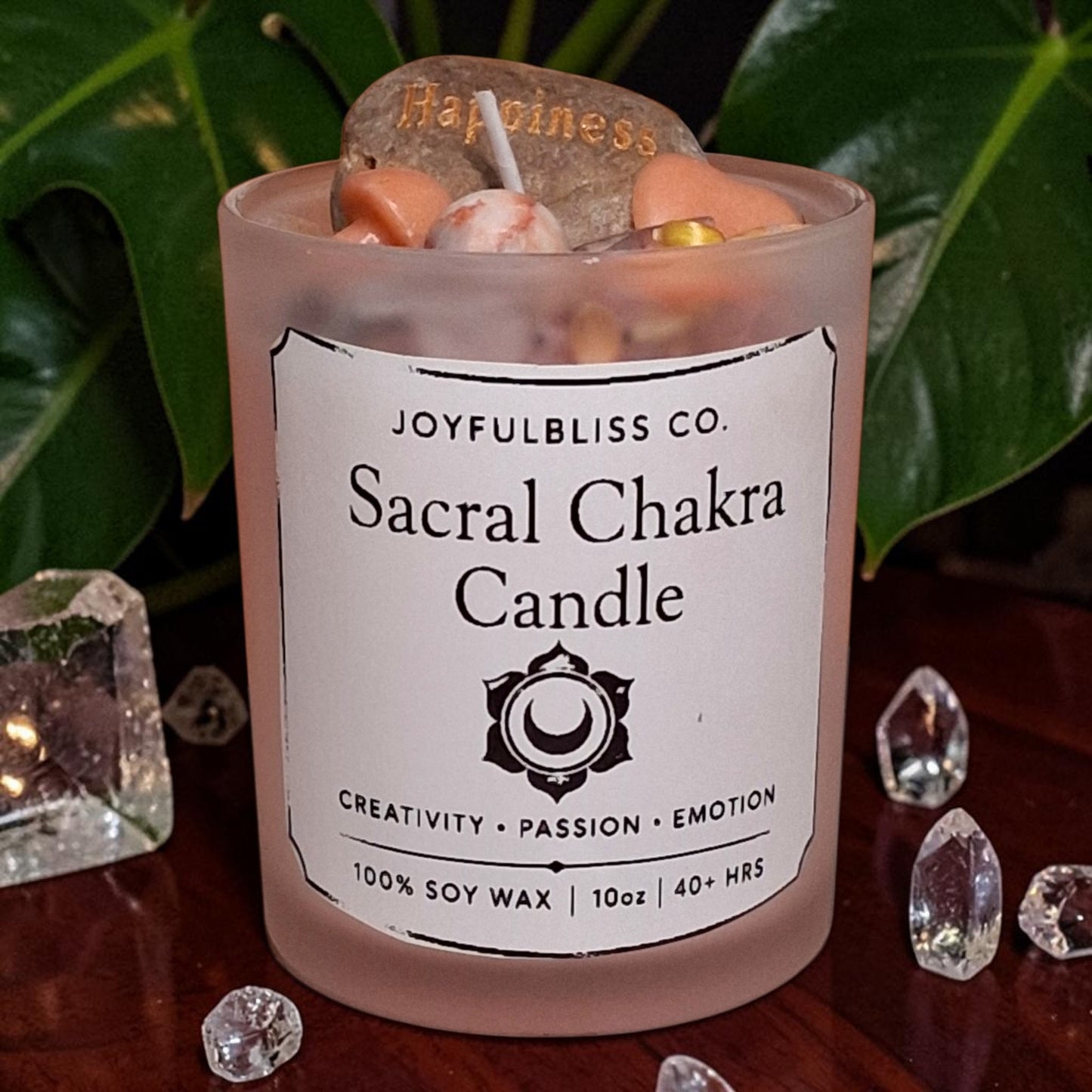 Sacral Chakra Candle – Creativity, Passion & Emotional Balance Soy Wax Crystal Candle | JoyfulBliss Co.
