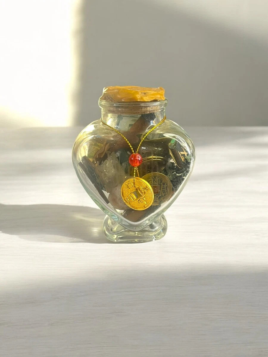 Heart of Wealth Prosperity Vase, Manifesting Abundance Spell Jar