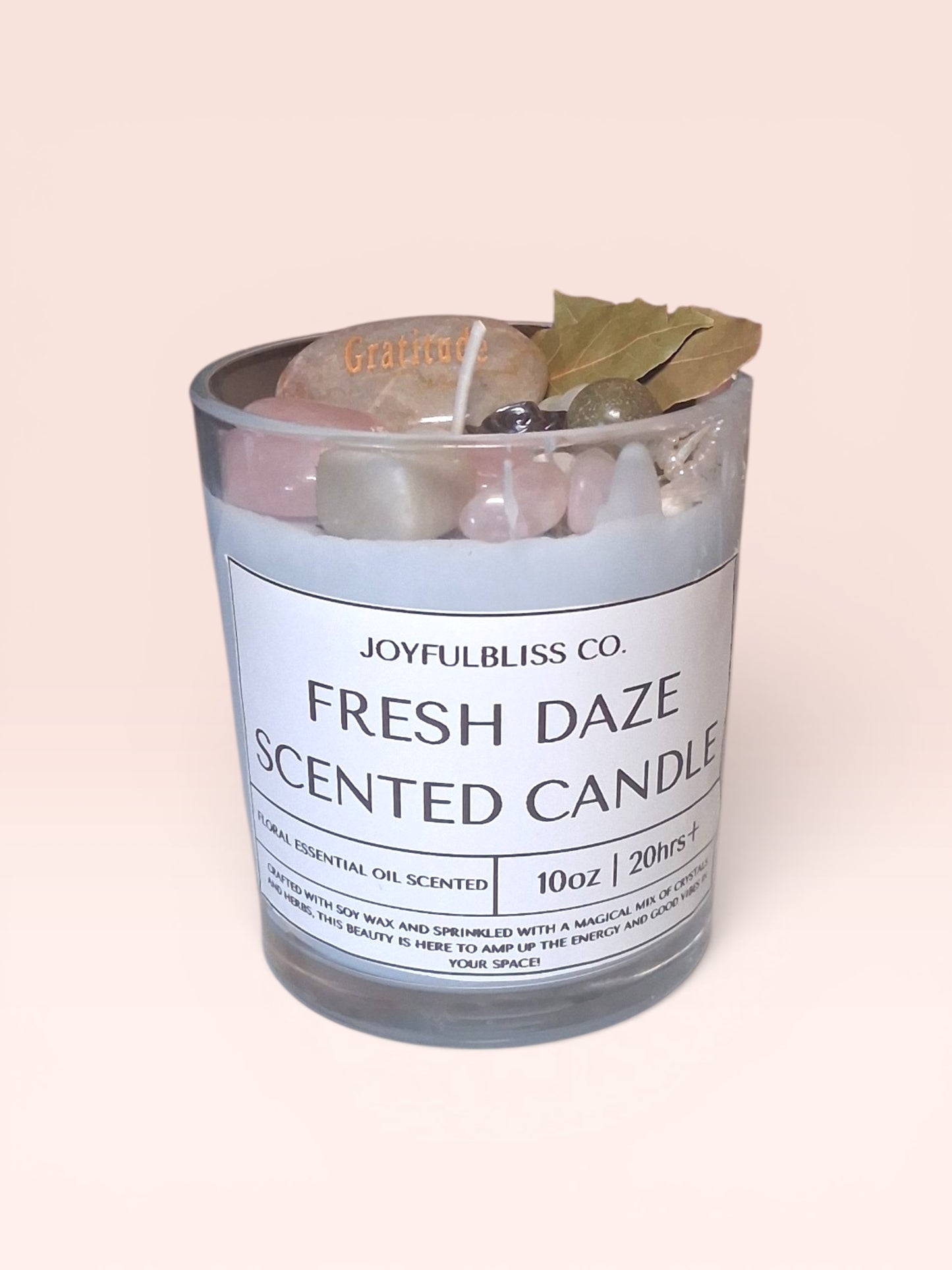 Fresh Daze Floral Essential Oil Scented Candle | Soy Wax Crystal Candle | Home Fragrance Decor | JoyfulBliss Co.