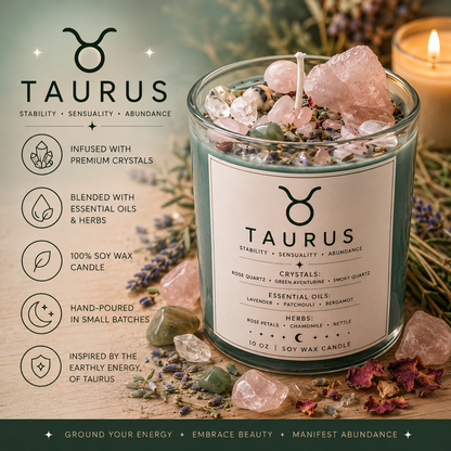 Taurus Zodiac Energy Alignment 10oz Soy Wax Candle