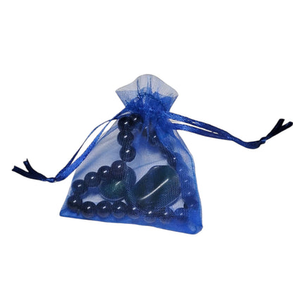 Black Agate Bead Bracelet with Bloodstone Tumbled Stones – Protection & Grounding Crystal Set