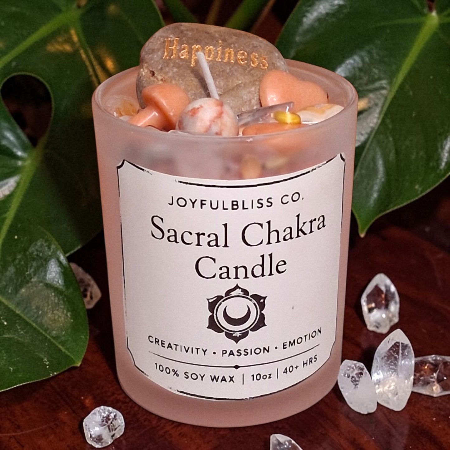 Sacral Chakra Candle – Creativity, Passion & Emotional Balance Soy Wax Crystal Candle | JoyfulBliss Co.
