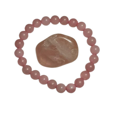 Rose Quartz Crystal Bracelet with Tumbled Stone – Love, Healing & Heart Chakra Energy Set