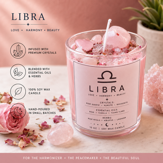 Libra Zodiac Energy Alignment 10oz Soy Wax Candle