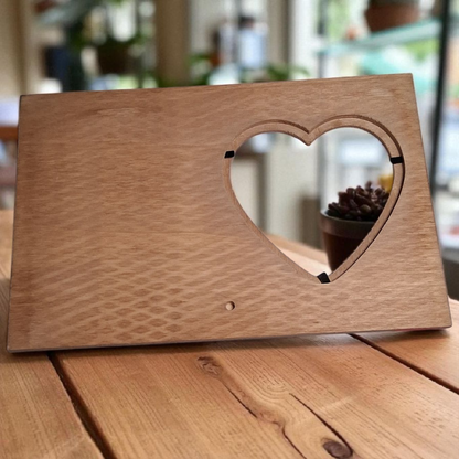 Engraved Wooden Heart Picture Frame – “Create Your Own Style” Inspirational Quote – 6x9 Rustic Motivational Decor