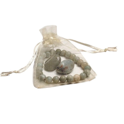 Amazonite Healing Bracelet with 2 Green Aventurine Tumbled Stones – Calming Energy, Luck & Heart Chakra Balance