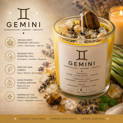 Gemini Zodiac Energy Alignment 10oz Soy Wax Candle