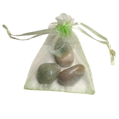 3 Green Aventurine Tumbled Stones – Luck, Abundance, Healing + Gift Bag