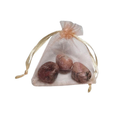 3 Rhodochrosite Tumbled Stones – Love, Healing, Joy + Organza Gift Bag