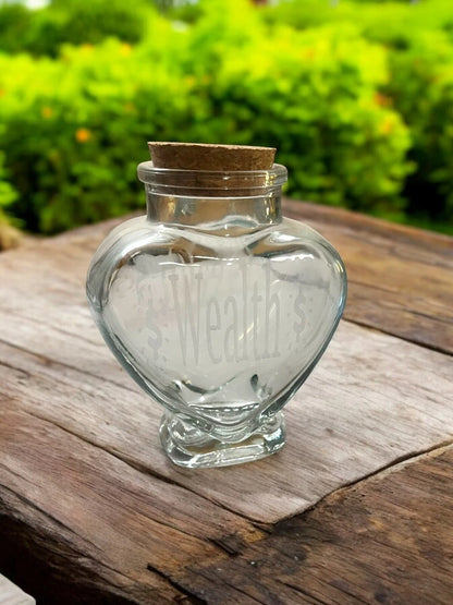 Heart of Wealth Prosperity Vase, Manifesting Abundance Spell Jar