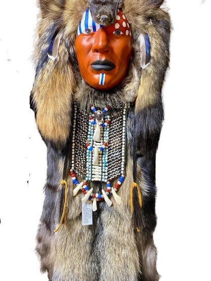 Southern Paiute Tribal Face Mask, Native American Handcrafted Art 4ft Life-sized