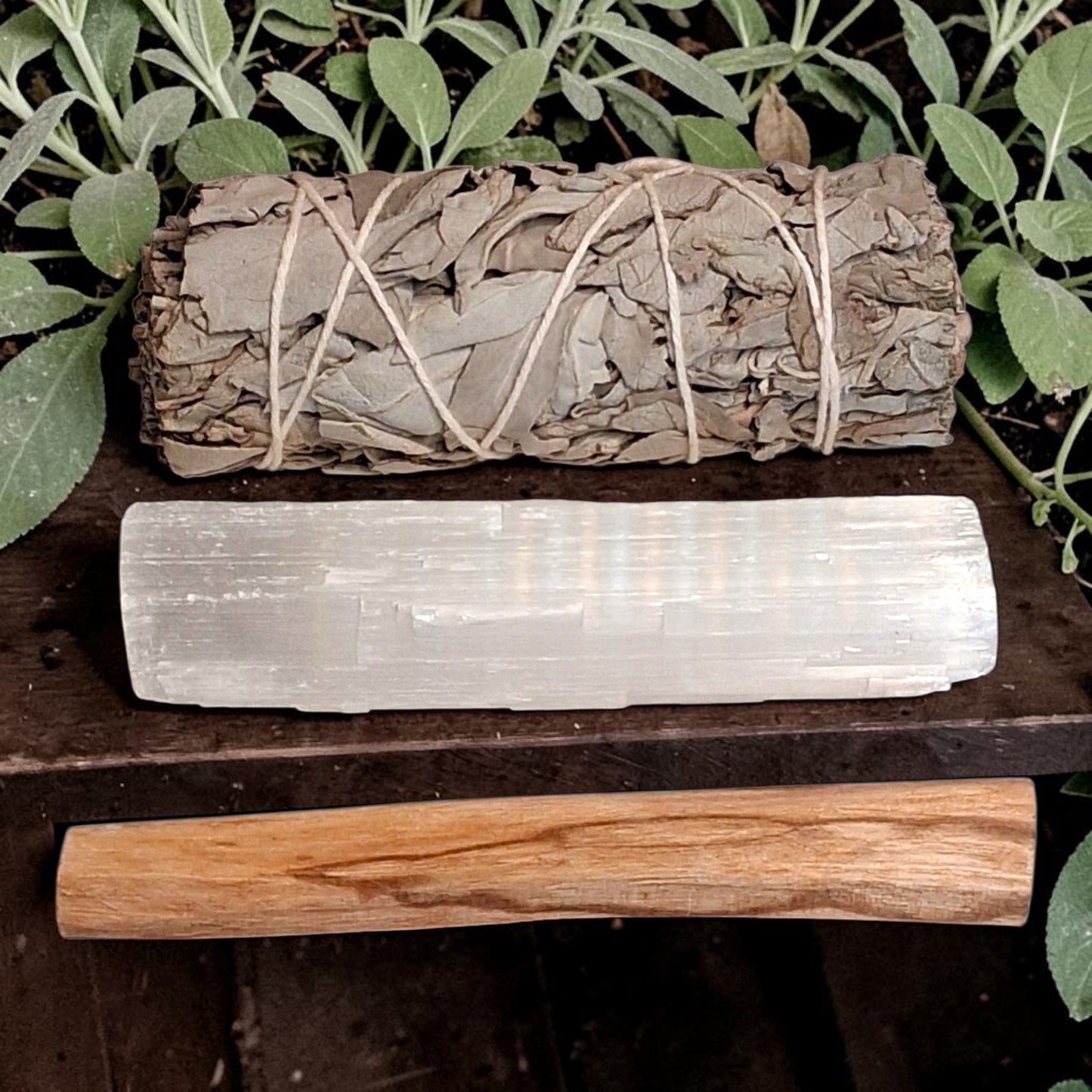 Sacred Energy Cleansing Set | White Sage, Palo Santo & Selenite Crystal Smudging Kit