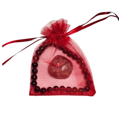 Garnet Beaded Bracelet with Rhodochrosite Stone – Passion, Love & Emotional Healing