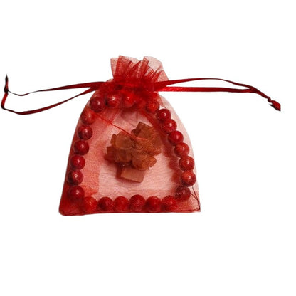 Red Agate (Dyed) Healing Bracelet with Natural Aragonite Cluster – Grounding, Stability & Energy Balance