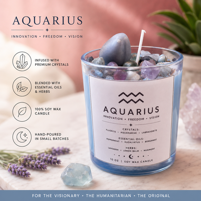 Aquarius Zodiac Energy Alignment 10oz Soy Wax Candle