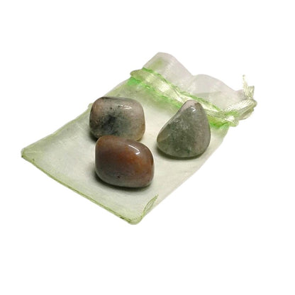 3 Green Aventurine Tumbled Stones – Luck, Abundance, Healing + Gift Bag
