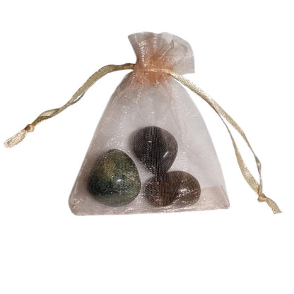 3 Fancy Jasper Tumbled Stones – Calm, Focus, Healing + Organza Gift Bag