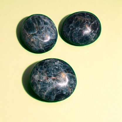 Blue Apatite Palm Stone – 1.3" Polished Crystal for Inspiration & Clarity