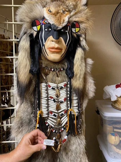 Cheyenne Soldier Tribal Face Mask, Native American Handcrafted Art 4ft