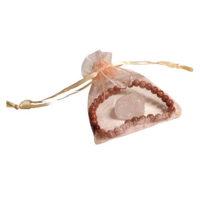 Goldstone 6mm Bracelet with Quartz Stone – Confidence, Energy & Healing Crystal Set