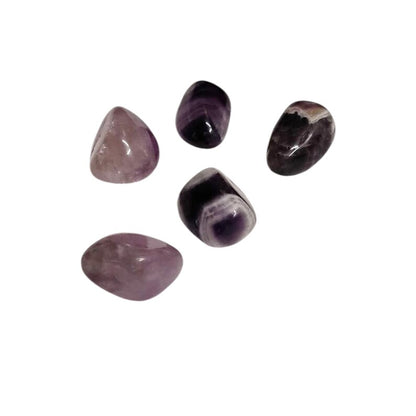 5 Chevron Amethyst Tumbled Stones – Intuition, Calm, Healing + Gift Bag