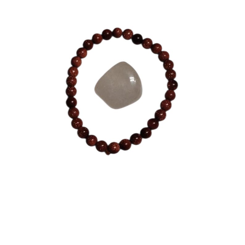 Goldstone 6mm Bracelet with Quartz Stone – Confidence, Energy & Healing Crystal Set