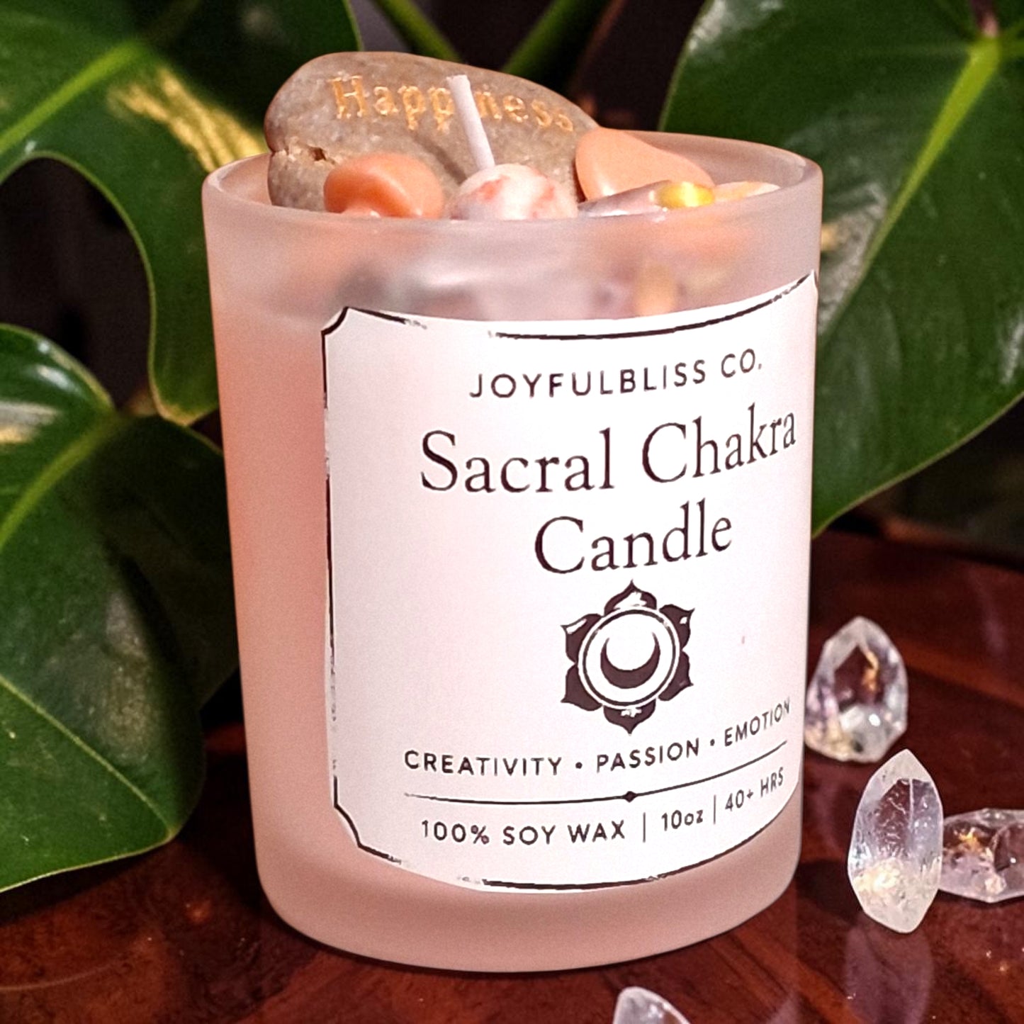 Sacral Chakra Candle – Creativity, Passion & Emotional Balance Soy Wax Crystal Candle | JoyfulBliss Co.