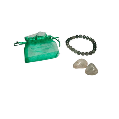 Green Aventurine Healing Bracelet with Two Tumbled Stones – Luck, Prosperity & Heart Chakra Crystal Set