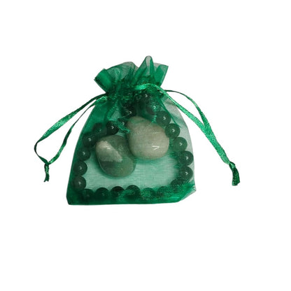 Green Aventurine Healing Bracelet with Two Tumbled Stones – Luck, Prosperity & Heart Chakra Crystal Set
