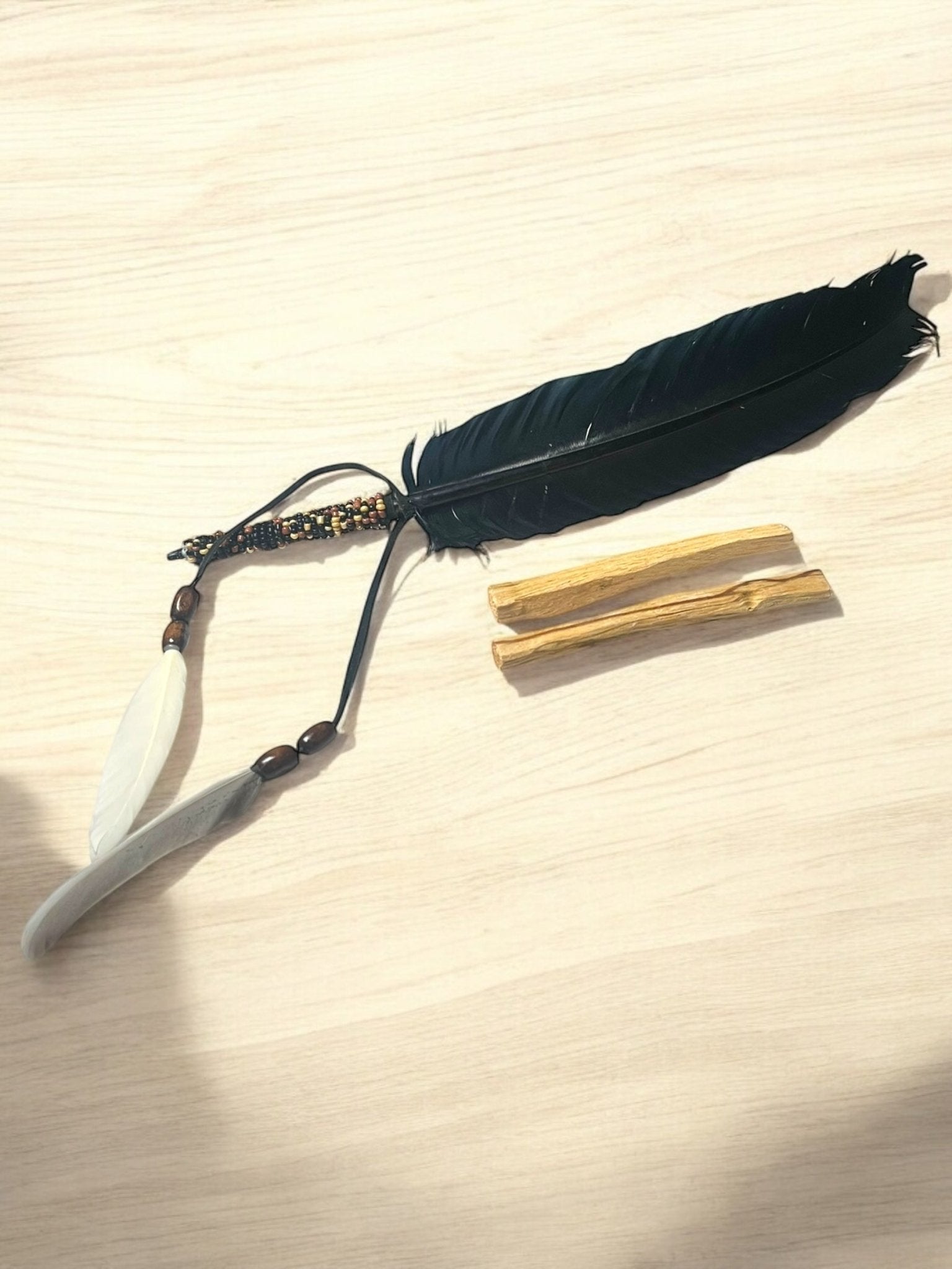 Smudge Feather with Palo Santo – Brown or Black Variation - JoyfulBliss Co.