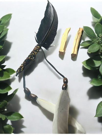 Smudge Feather with Palo Santo – Brown or Black Variation - JoyfulBliss Co.