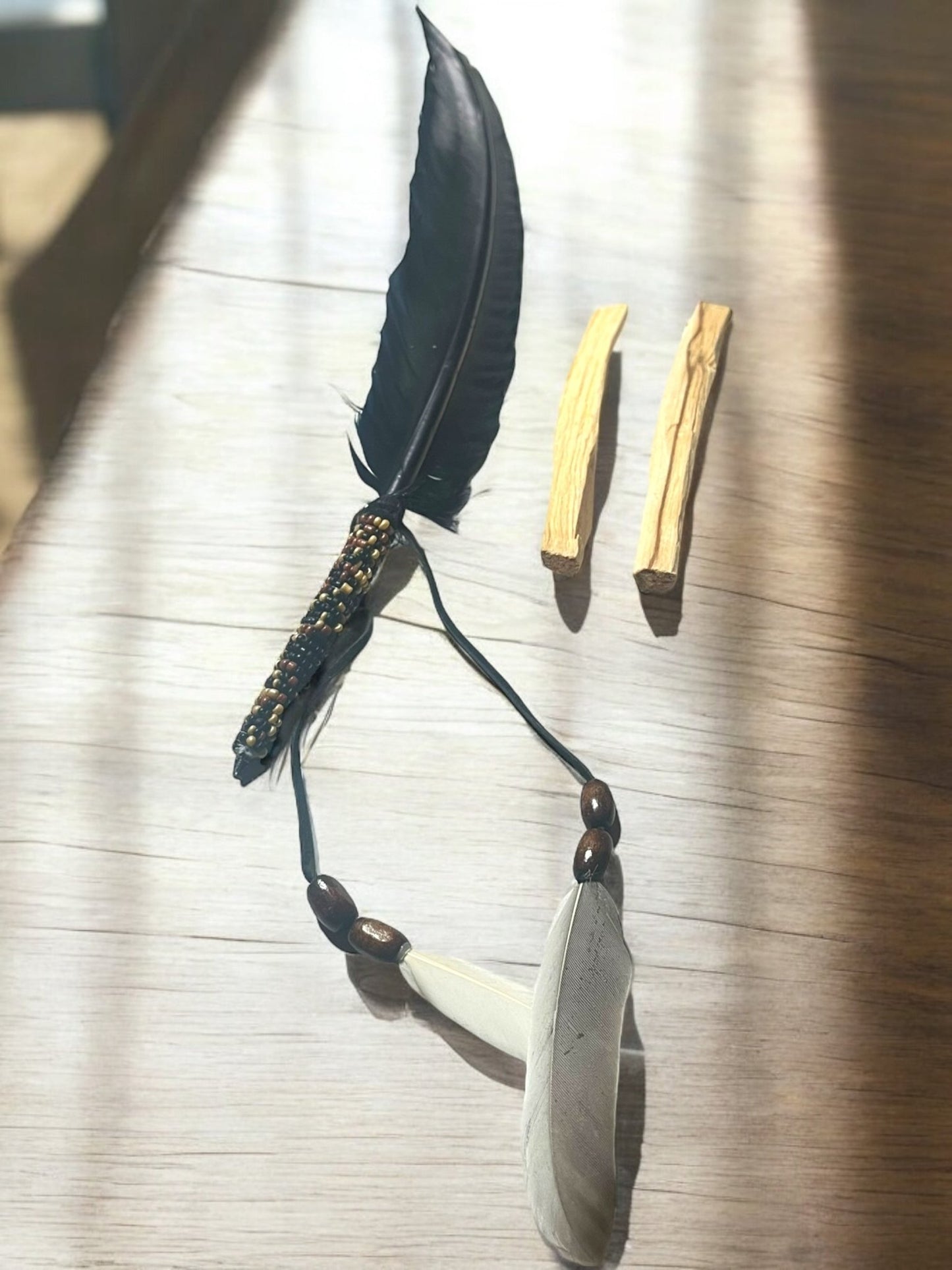 Smudge Feather with Palo Santo – Brown or Black Variation - JoyfulBliss Co.