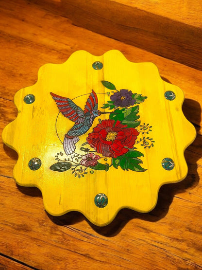 Tropical Lovebirds” Handmade Lazy Susan by Creek Artist La Ne Ayo - JoyfulBliss Co.
