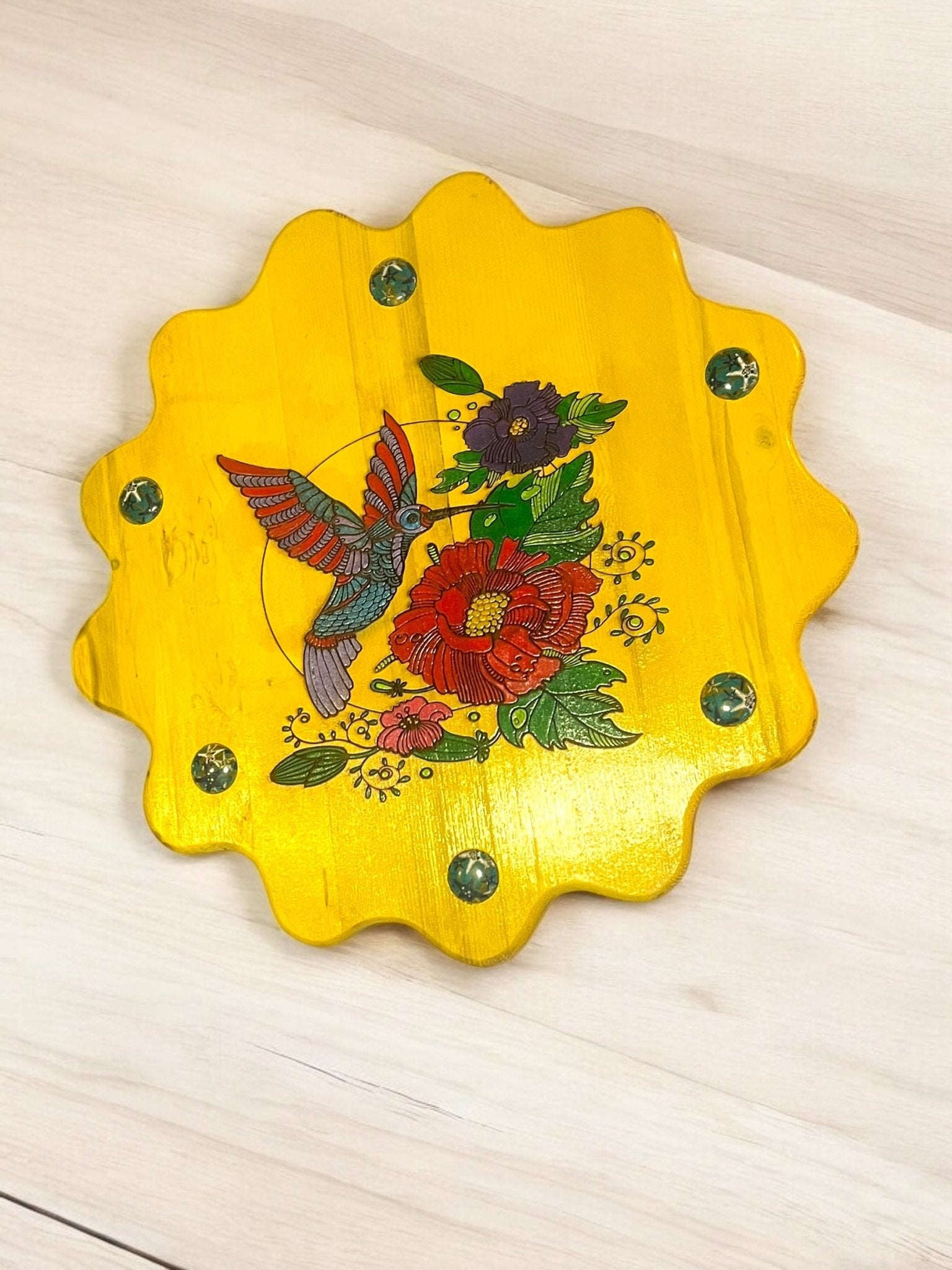 Tropical Lovebirds” Handmade Lazy Susan by Creek Artist La Ne Ayo - JoyfulBliss Co.