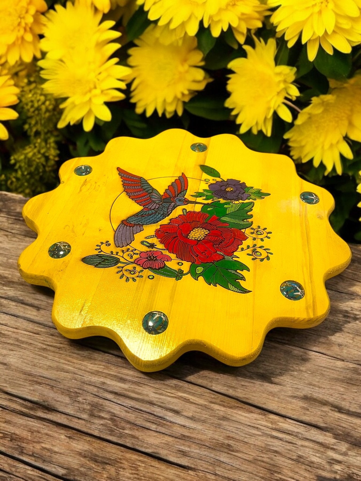 Tropical Lovebirds” Handmade Lazy Susan by Creek Artist La Ne Ayo - JoyfulBliss Co.