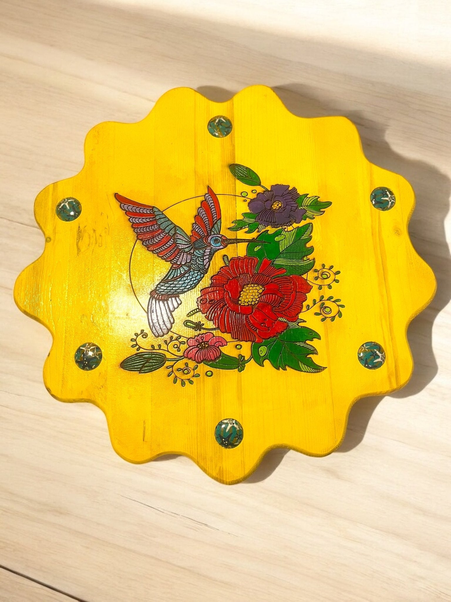 Tropical Lovebirds” Handmade Lazy Susan by Creek Artist La Ne Ayo - JoyfulBliss Co.